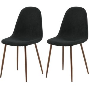 Venture Home Polar Dining Chair-Walnoot Legs Fabric, Zwart, Natuur, 538744