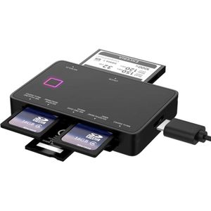 NÖRDIC CRD-004 - 7 in 1 USB Kaartlezer - Voor SD, MicroSD, CF - Zwart
