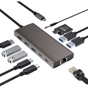 NÖRDIC DOCK-165 USB-C Dockingstation - 11 Poorten - HDMI 4K60Hz