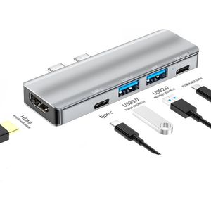 NÖRDIC DOCK-175 USB-C Dockingstation - HDMI USB-A USB-C - Grijs