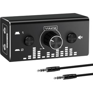 NÖRDIC SGM-224 Audio Switch - 3,5mm Jack - 3,5mm AUX - 2 In 1 Out, 1 In 2 Out - Zwart