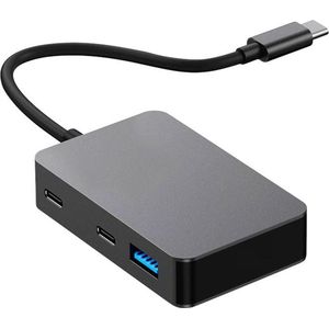 NÖRDIC USBC-HUB78 USB-C Hub - 3xUSB-A 3.1 - 5Gbps - 1xUSB-C, 480Mbps - 1xUSB-C, PD 90W - Grijs