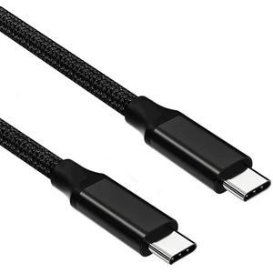 NÖRDIC USBC-N1014 USB-C naar USB-C kabel - USB3.2 Gen2 - PD100W - 10Gbps - E-marker - Gevlochten Nylonkabel - 2m - Zwart