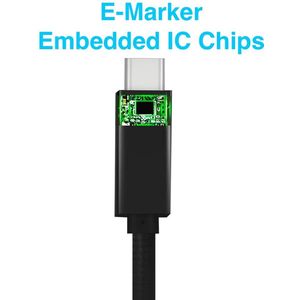 NÖRDIC USBC-N1015 USB-C naar USB-C kabel - USB3.2 Gen2 - PD100W - 10Gbps - E-marker - Gevlochten Nylonkabel - 3m - Zwart