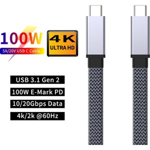 NÖRDIC USBC-N1402 USB-C naar USB-C kabel - USB3.2 Gen2 - PD100W - 10Gbps - 4K 60Hz - E-Marker - 20cm - Grijs