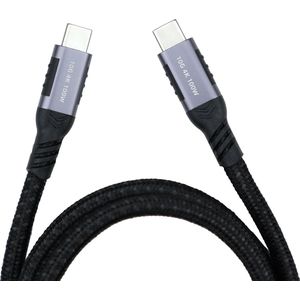 NÖRDIC USBC-N1370 USBC naar USBC kabel - USB3.2 Gen 2 Snellader met Emarker - 10Gbps Data - 100W Power Delivery - Nylondraad - 25cm – Spacegrijs
