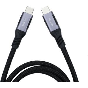 NÖRDIC USBC-N1263 USBC naar USBC kabel - USB3.2 Gen 1- 5Gbps Data - 60W Power Delivery - Nylondraad - 1.5m – Spacegrijs
