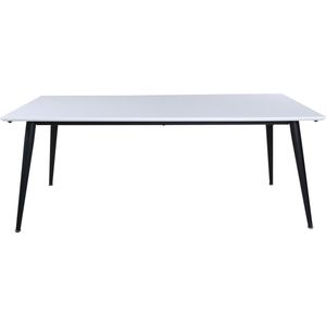 Jimmy eetkamertafel 90x195/285cm met extra plaat HPL wit, zwart.