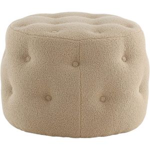 Benjamin poef, hocker Ø55cm teddystof beige.