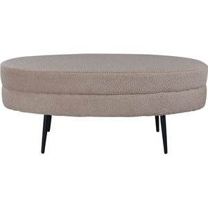 Otto poef, hocker teddystof beige, zwart.