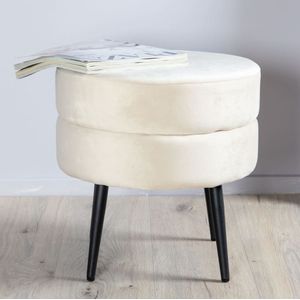 Venture Home Poef Pot 40x40x40 cm Fluweel Zwart en Lichtbeige