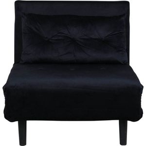 Vicky slaapbank ,fauteuil velours zwart.