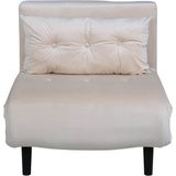 Vicky slaapbank ,fauteuil velours beige.