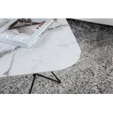 Tristar salontafel 80x80 cm glas wit marmor decor.