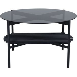 VonStaf salontafel met plank Ã˜80 cm glas zwart.
