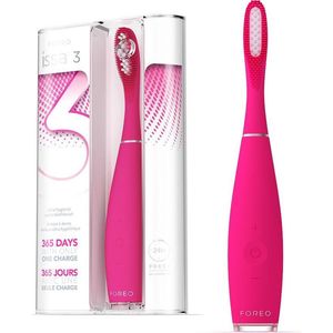 FOREO ISSA 3 Oplaadbare Elektrische Sonische Tandenborstel met Siliconen & PBT Polymeer Borstelharen, Fuchsia