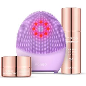 FOREO Firm & Clean Bundel - LUNA 4 plus Gezichtsreinigingsborstel voor gevoelige huid + SUPERCHARGED Serum 2.0 30 ml + Hydraterend Nachtmasker 15 ml - NIR-lichttherapie - Microcurrent Gezichtsapparaat