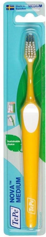 TePe - Nova Medium - Tandenborstel - Blauw - Antislip Handvat - 1 stuk