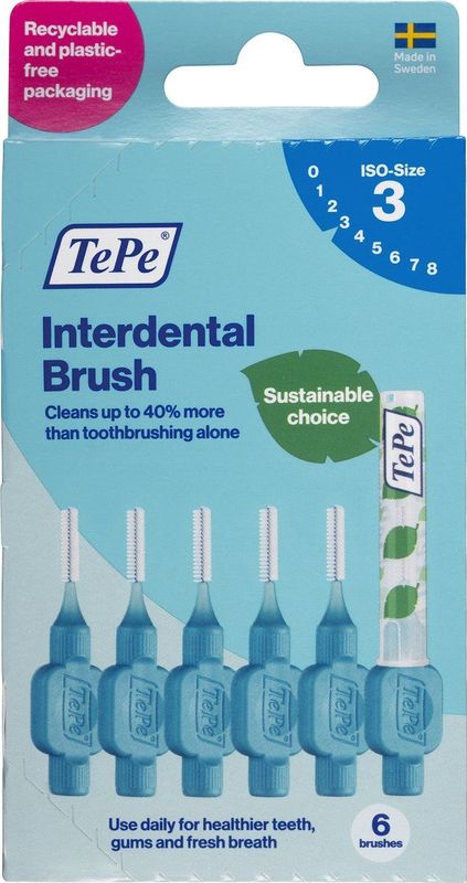 TePe Interdentale Ragers Original Blauw ISO maat 3 – 0,6 mm (6 stuks)
