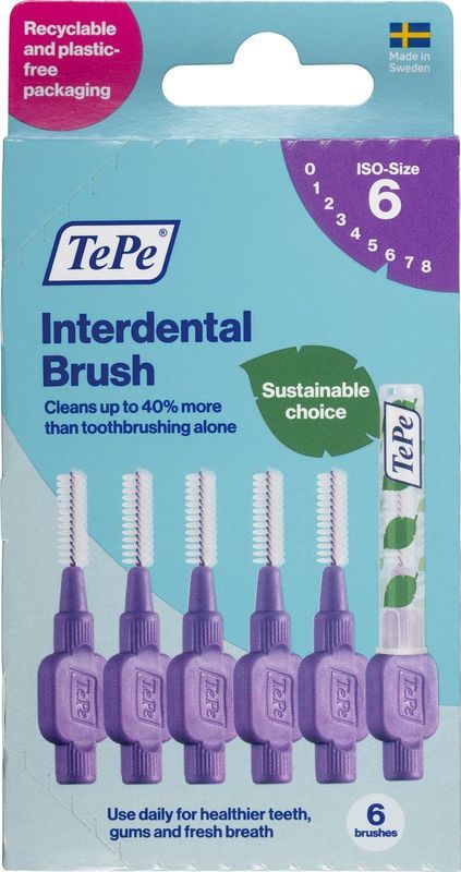 TePe Interdentale Ragers Original Paars ISO maat 6 – 1,1 mm (6 stuks)