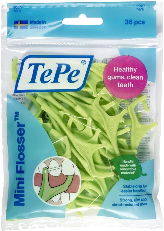 TePe - Mini Flosser - Flosdraad - Plantaardige Materialen - Composteerbaar Zakje