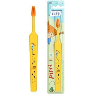 TePe - Kids Pippi - Tandenborstel - Fel Oranje - Extra Soft - Voor Kinderen vanaf 3 Jaar