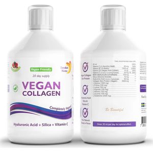 Swedish Nutra- Vegan Collageen-Vloeibare veganistisch Collageen- 500ml- Anti aging -Anti Rimpel - Fijne lijntjes - Huid Haar Nagels-Jeugdige huid-100% natuurlijk-