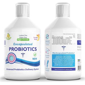 Swedish Nutra Vloeibaar Probiotica supplement - Darmflora ondersteuning - Darmgezondheid - Lactose - intolerantie ondersteuning-Opgeblazen gevoel verminderen-Gewichtsbeheersing-Vegan-Glutenvrij-Detox en darmreiniging- 500 ml