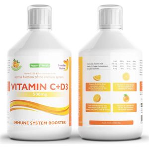 Swedish Nutra- Vitamin C + D3 en Zinc - Vloeibaar supplement - Veganistisch vriendelijk- Boost jouw immuunsysteem