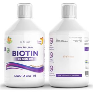 Swedish Nutra - Biotin- Biotine- Vitamine B7- Vloeibaar Supplementen - Haar - Huid - Nagels- Energie- GGO vrij - Gluten vrij - lactose vrij- 33 doseringen vloeibaar