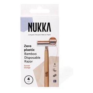 NUKKA Bamboo Disposable Razor - 3 Blades - 4-Pack - Vegan - 3-Voudig Mesje - Ergonomisch