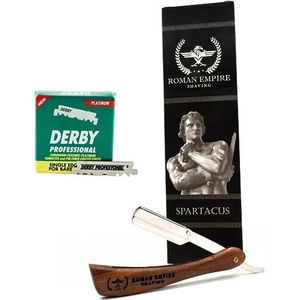 Roman Empire Shaving Spartacus Derby Professional Scheerapparaat voor baard, snor en contouren met 100 messen