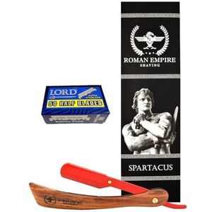 Roman Empire Shaving Spartacus nieuw scheerapparaat | professioneel scheerapparaat voor baard, snor en contouren met 50 messen Lord super roestvrij staal