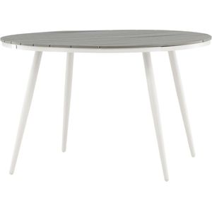 Break eettafel tuin Ø120cm witgrijs.