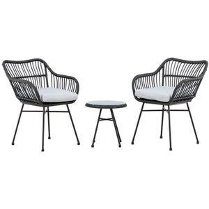 Viga Loungeset 2 Stühle, 1 kleiner Beistelltisch schwarz.