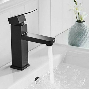 Badkamer zwarte kraan-Koud Warm Water Wastafel Kraan-Gootsteen kraan-RVS-Wastafelkraan-Mengkraan-Voor Keuken Huishouden
