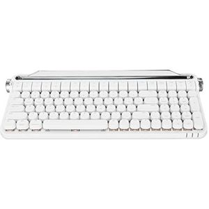 Schrijfmachinetoetsenbord, Mechanisch Toetsenbord 100 Toetsen 1500mAh Batterij Schakelaar Hot-swappable met Standaard voor Gaming (Wit)