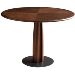 Keukentafels Walnootkleurige kleine ronde tafel Massief houten eettafel Casual salontafel met metalen onderstel (maat: S: 35 inch, M: 39 inch) Eetkamer Tafel (Size : M:100 * 75cm)