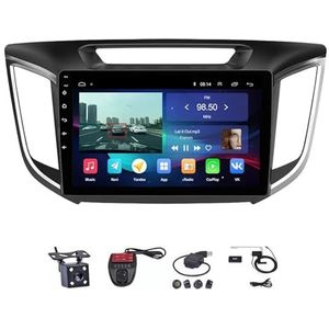 Android Autoradio Video Multimedia Speler, 9 Inch Touch Screen Radio Plug And Play Autotoebehoren met Bluetooth En Navigatie En Achteruitrijcamera Voor hyundai Creta ix25 2015-2018 (Size : M500S 4G+W