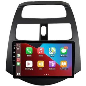 Android 12 autonavigatie in-dash autoradio-ontvanger voor Chevrolet Spark Beat 2010-2014 dubbel Din 9 inch touchscreen autoradio met satellietnavigatie Bluetooth handsfree RDS SWC (Color : 4Core 1+16
