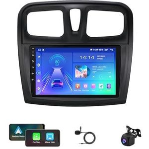 Android 12 autoradio voor Renault Logan 2 Sandero 2 2014-2019 autonavigatie in-dash autoradio-ontvanger, 9"" HD touchscreen scherm met Bluetooth 5.0 GPS Ondersteuning CarPlay Android Auto/SWC (Color :