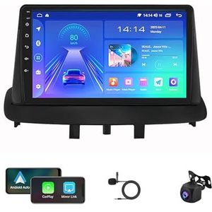 Autoradio Radio GPS Navigatie 9 Inch Touchscreen USB Mediaspeler Android 12 Multimedia Autoradio Voor Renault Megane 3 2008-2014 Met BT 5.0 DTS Ondersteuning Achteruitrijcamera Carplay (Color : B A1