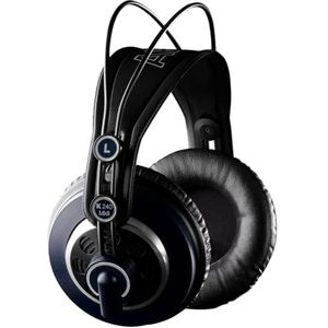 AKG K240 MKII Professionele semi-open over-ear studiohoofdtelefoon, zelfafstellende hoofdband, high-performance design, 3 mm en 1/4 inch adapter - zwart en blauw