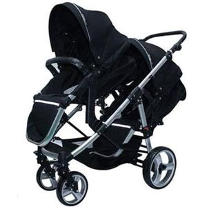 Luxe dubbele kinderwagen, vierwielophanging, drie versnellingen, dubbele kinderwagen, aluminium kinderwagen, eenvoudige kinderwagen