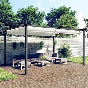 Tuinpaviljoen met intrekbaar dak 4x3 m crème