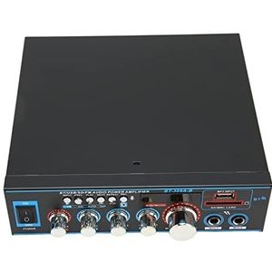 Digitale -versterker, 2-kanaals Transparante Aluminiumlegering Stereo 3 Formaten Afspelen LCD-scherm Auto -versterker voor Luidsprekers (EU-stekker 220V)