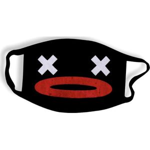 Bazzzy - Premium Mondkapje Kruisjes ogen - Wasbaar - Katoen - Zwart met print