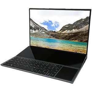 Laptop met Dubbel Scherm, Zakelijke Laptop met Dubbel Scherm 16 GB DDR4 RAM Ultradun voor Leren voor Werk (16 GB + 128 GB EU-stekker)