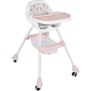 Kinderstoel Babyvoeding Kinderstoel met Dubbel Dienblad voor Thuisgebruik (PINK)