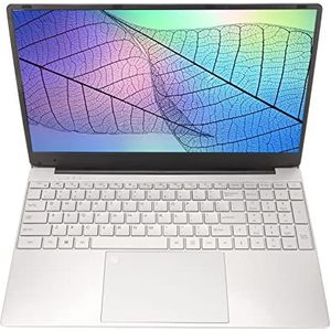 Zilver Laptop EU Plug 100-240V Vingerafdruklezer 15.6 Inch Laptop Quad Core 16GB RAM voor Zakelijk (16+256G EU-stekker)
